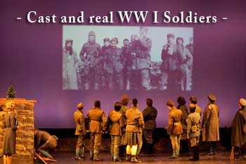 Cast and real soldiers